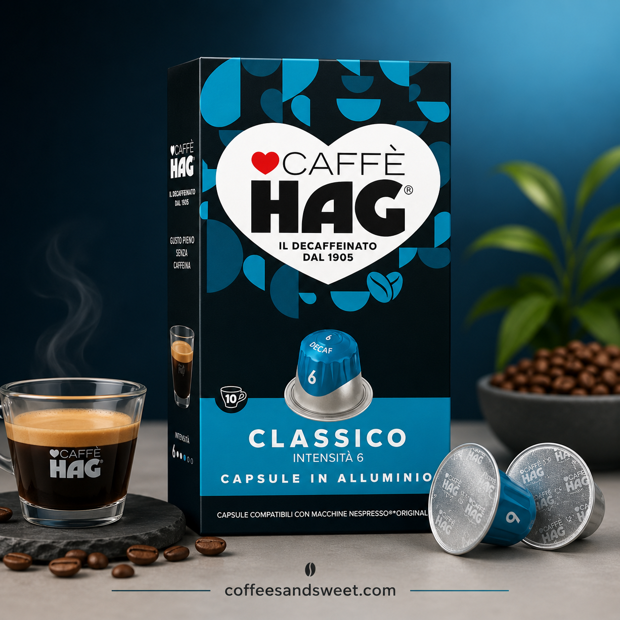 Hag Espresso Classico Decaf Coffee Capsules - 1 Pack of 10 Capsules