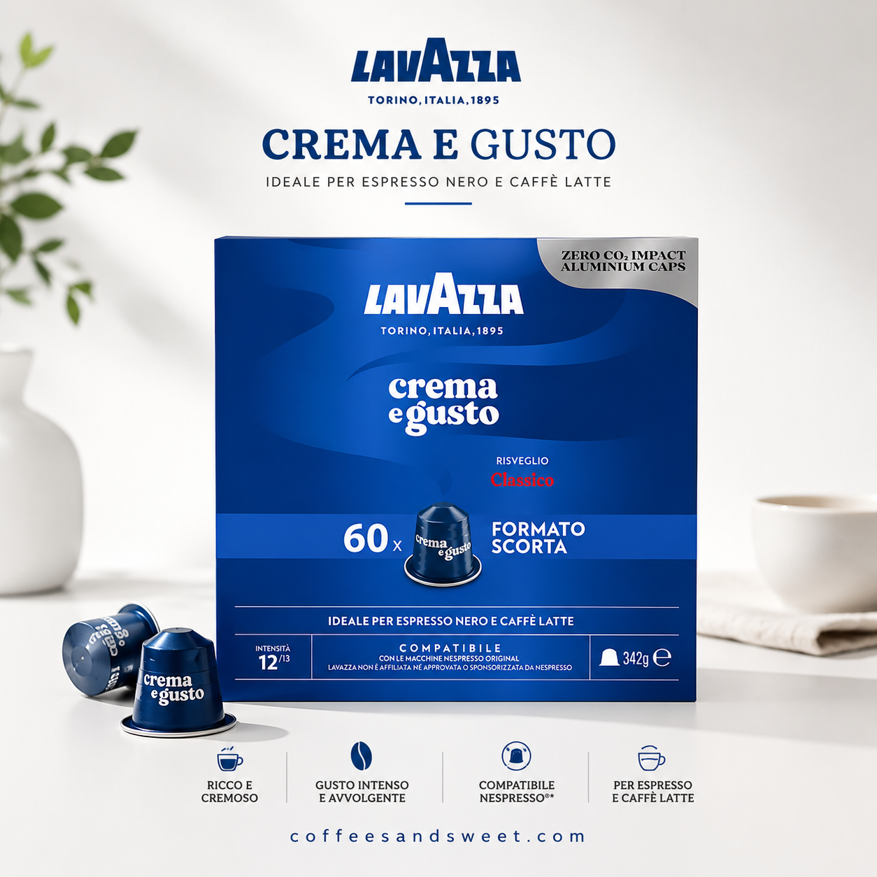Lavazza - Crema e Gusto Classico Compatible with Nespresso - Pack 60 capsules
