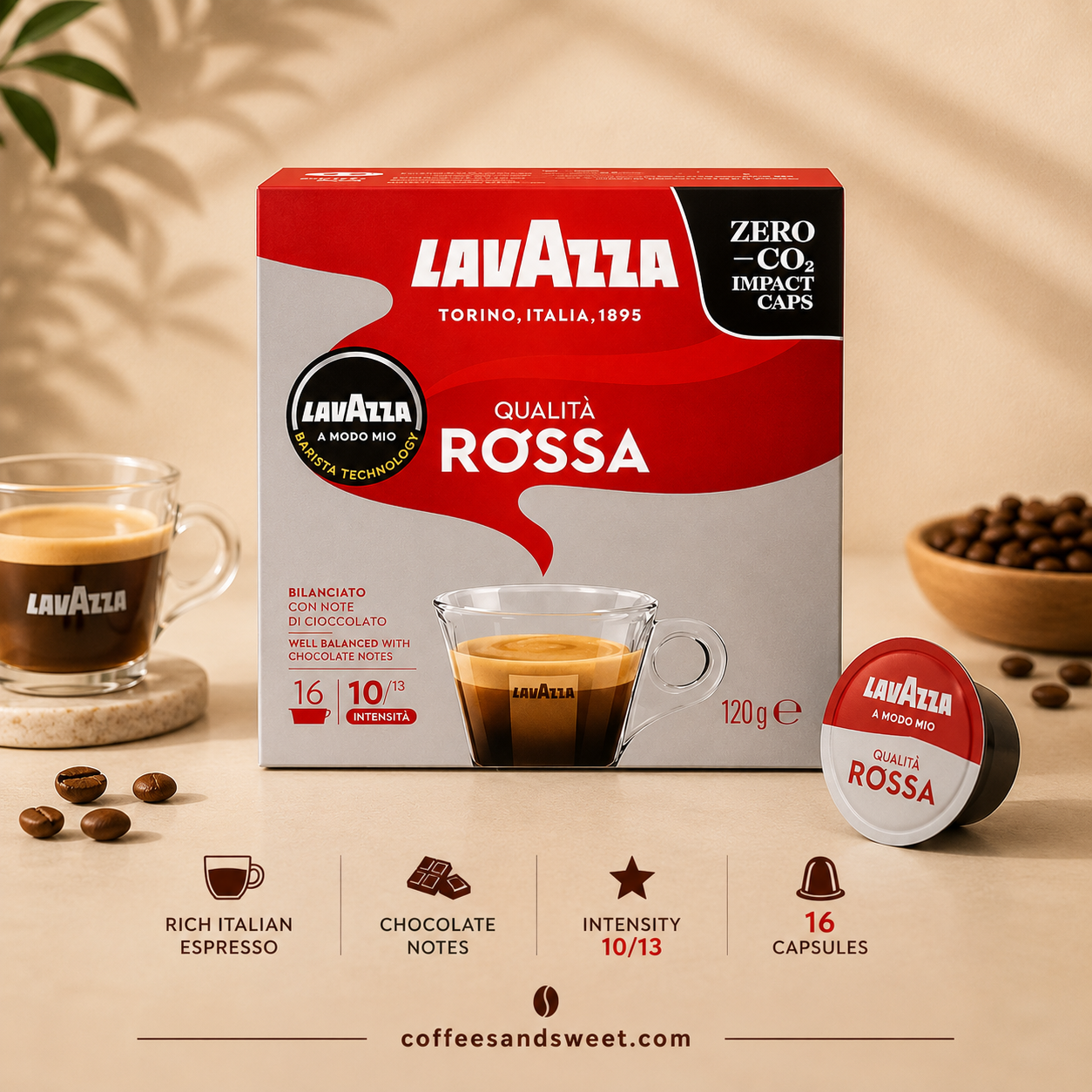 Lavazza A Modo Mio Qualità Rossa Capsules – 16 Capsules
