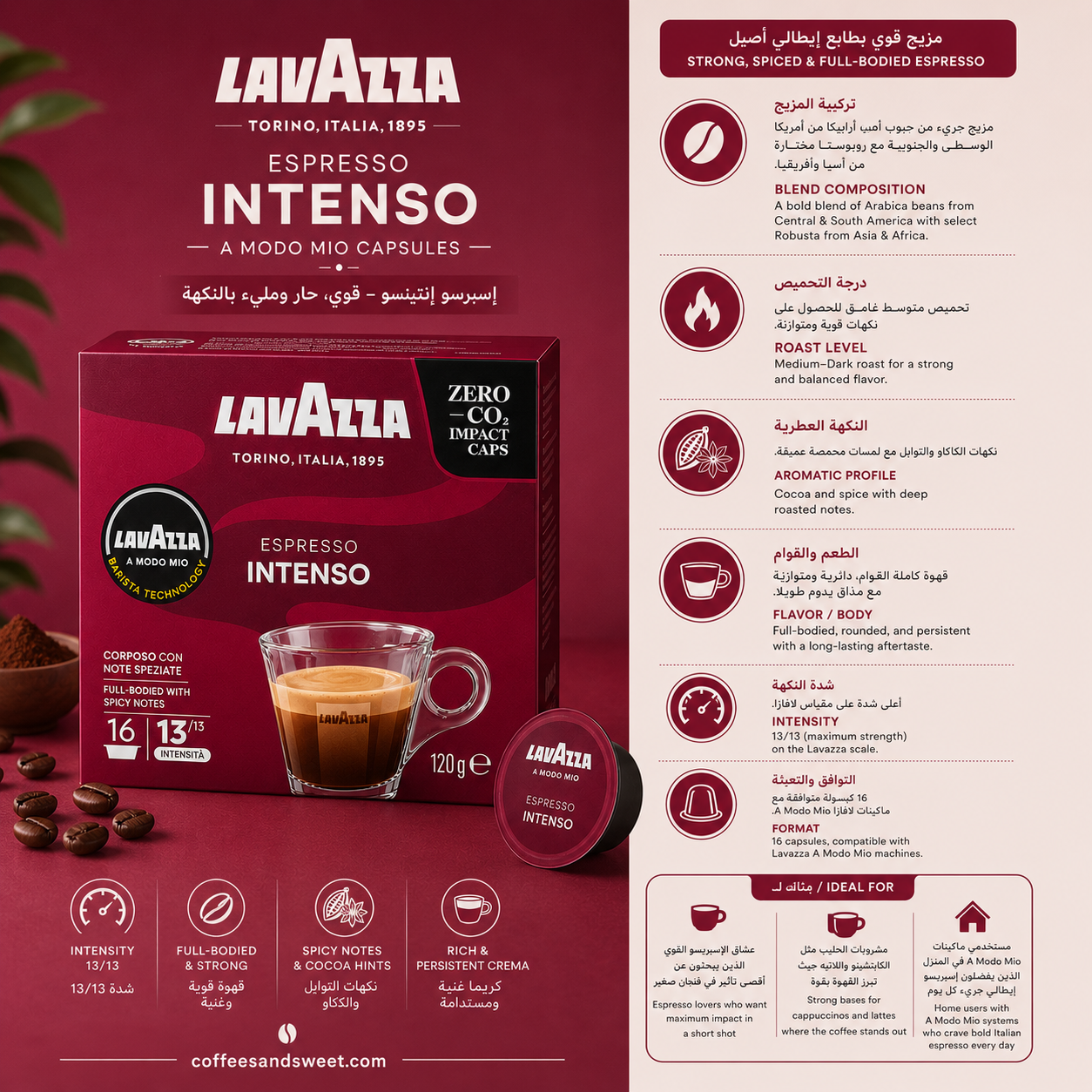 Lavazza A Modo Mio Intenso Capsules – 16 Capsules - الصورة 2