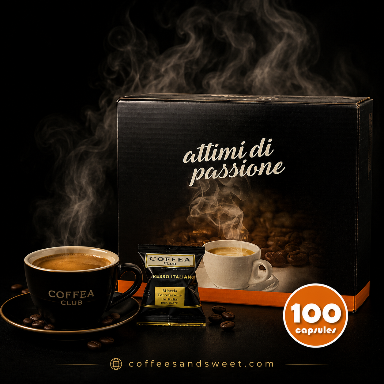COFFEA CLUB Espresso Coffee Capsules - Pack of 100 Capsules