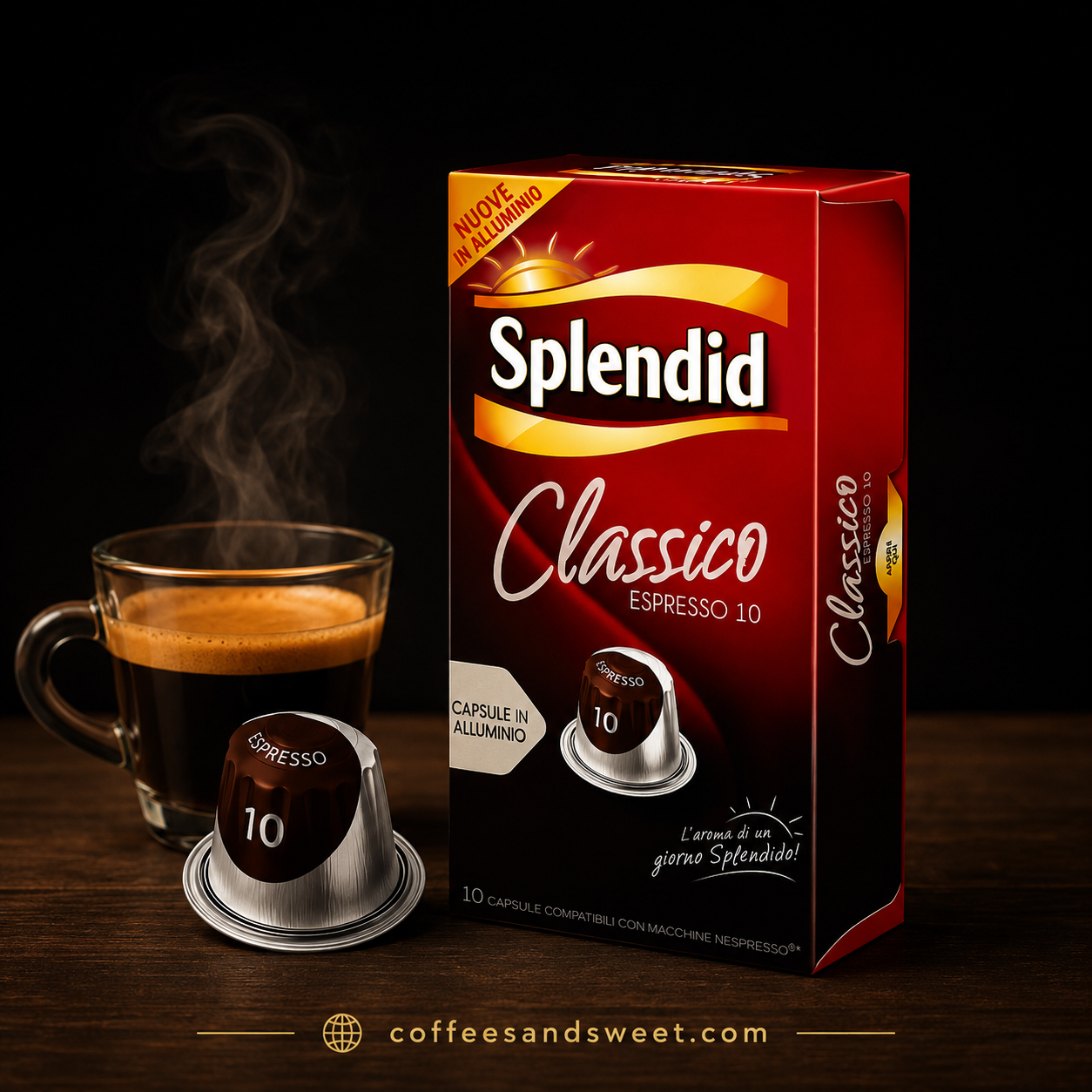 Splendid - Espresso Classico Coffee Capsules - 1 Pack of 10 Capsules